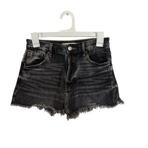 PacSun Black Frayed Hem Jean Shorts